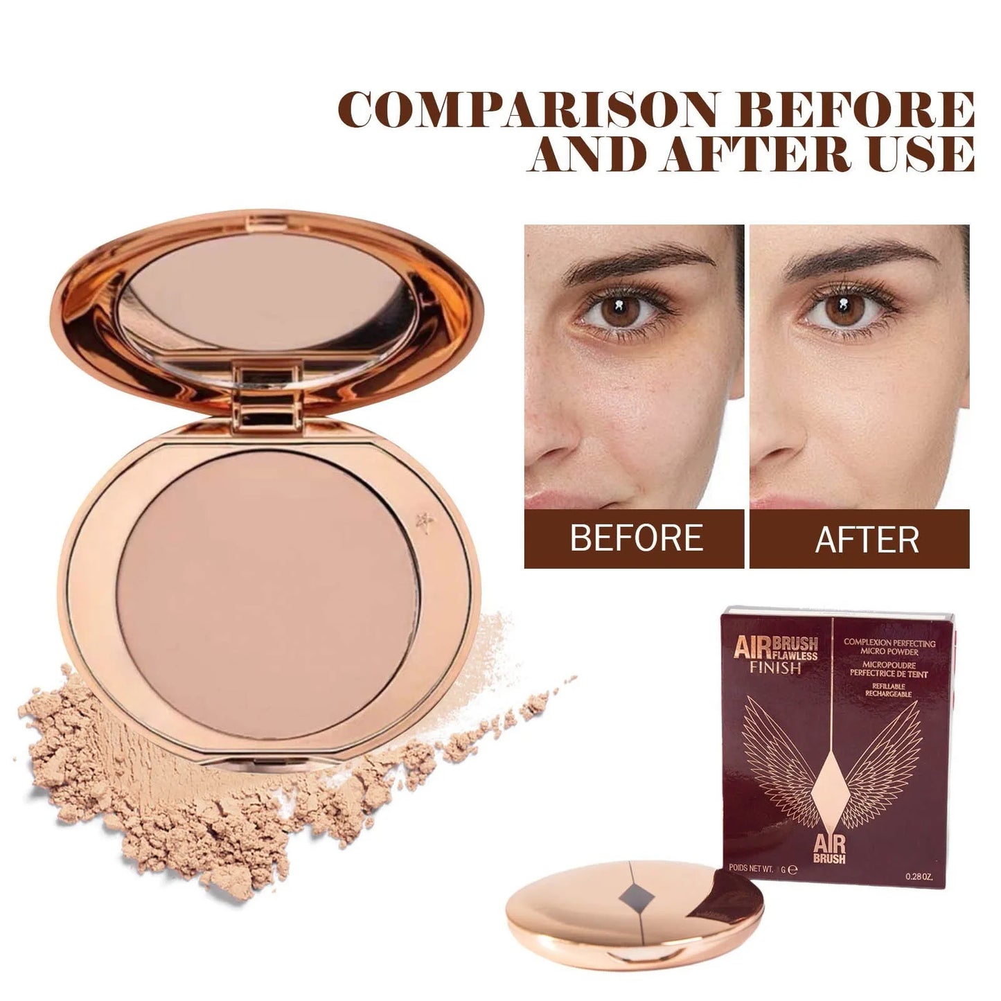 Airbrush Flawless Finish Setting Powde Oil Control Powder Lasting Powder Soft Texture Beauty Tool CHARLOTTE-TILBURY Women's Beau