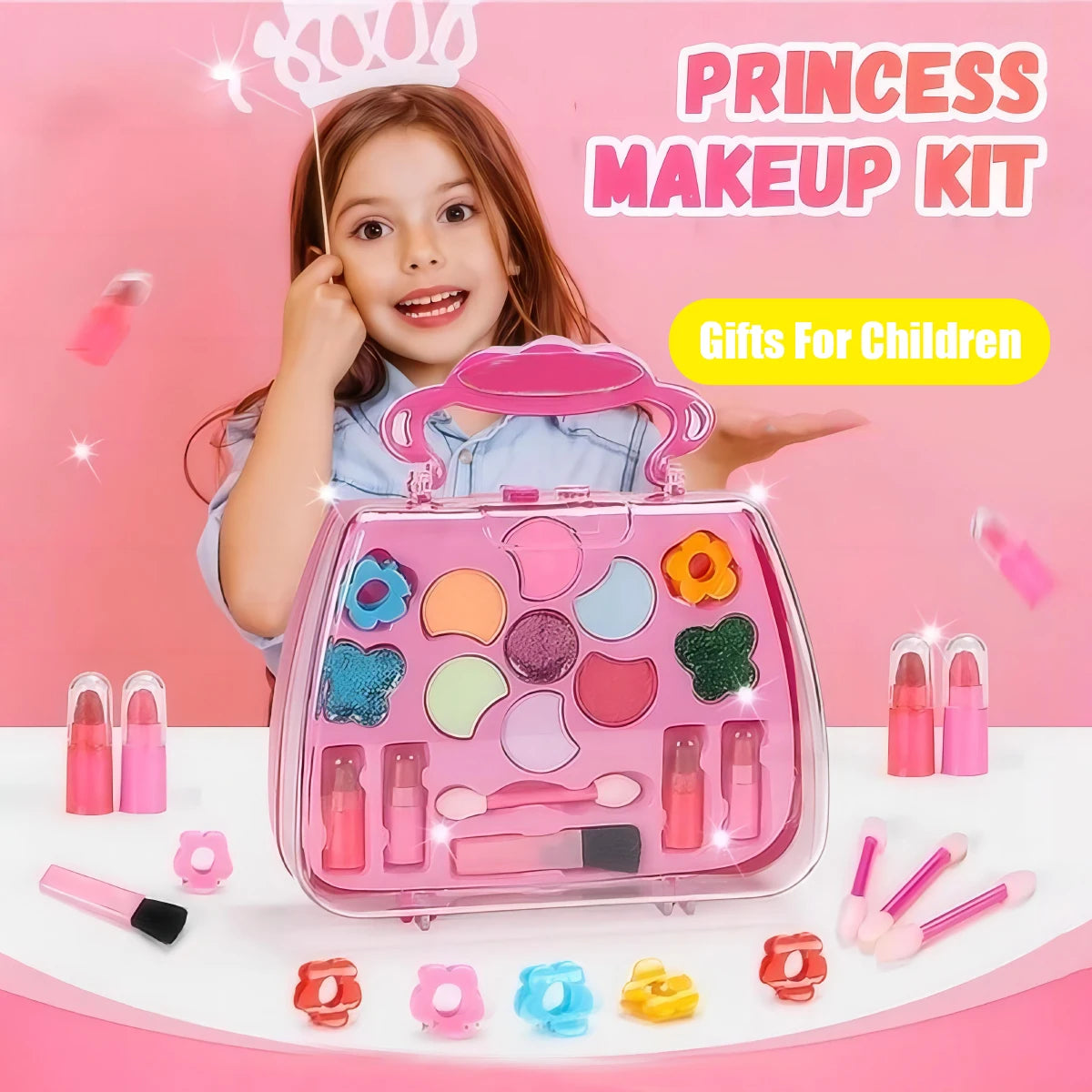 Children's beauty makeup bag toy for girl ,Kids Little handbag, princess washable, pretend toy, non-toxic and safe birthday gift