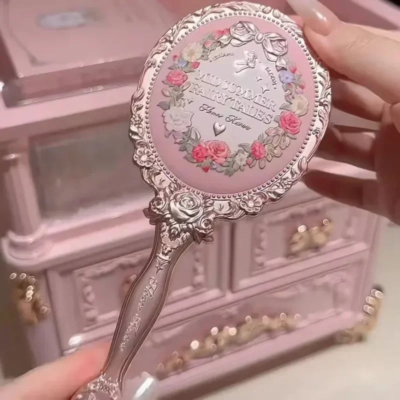 Flower Knows Midsummer Night Series Cosmetics Handheld Mirror Love Shaped Cute Beauty Products  Delicate Makeup Tool